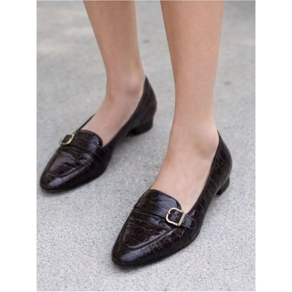 Vintage Bruno Magli Brown Crocodile Pattern Flats